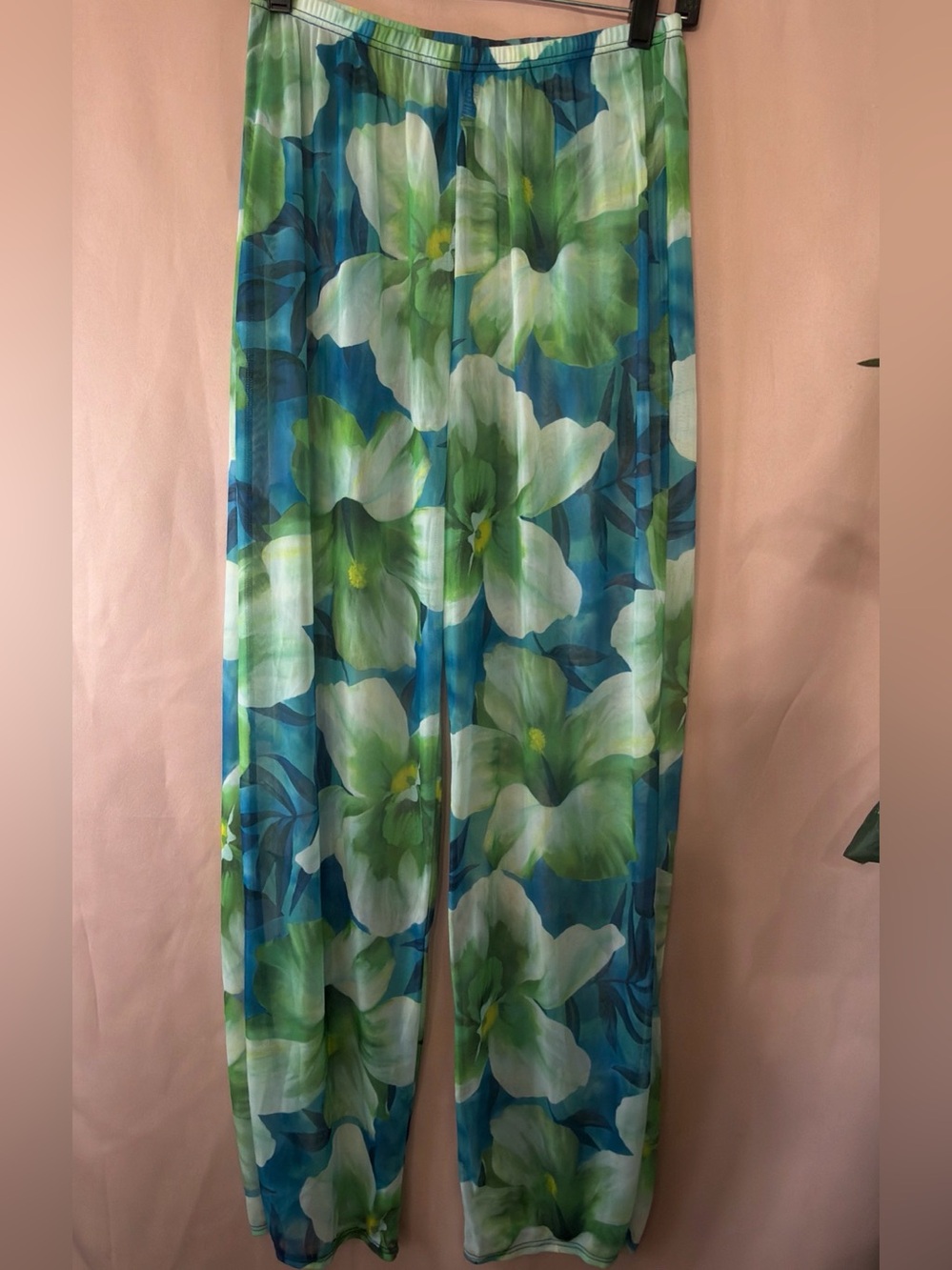 Christina Blue and Green Floral Swim Coverup Pants